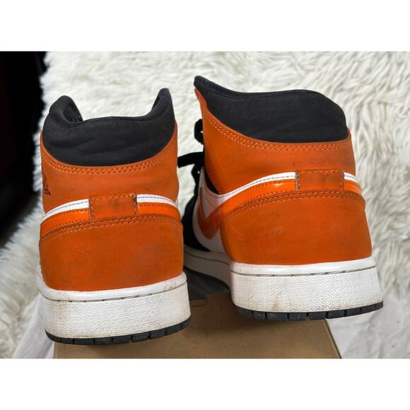 Nike Air Jordan 1 Mid Shattered Backboard Mens 10.5 Orange Black OG 554724-058 - Picture 7 of 9